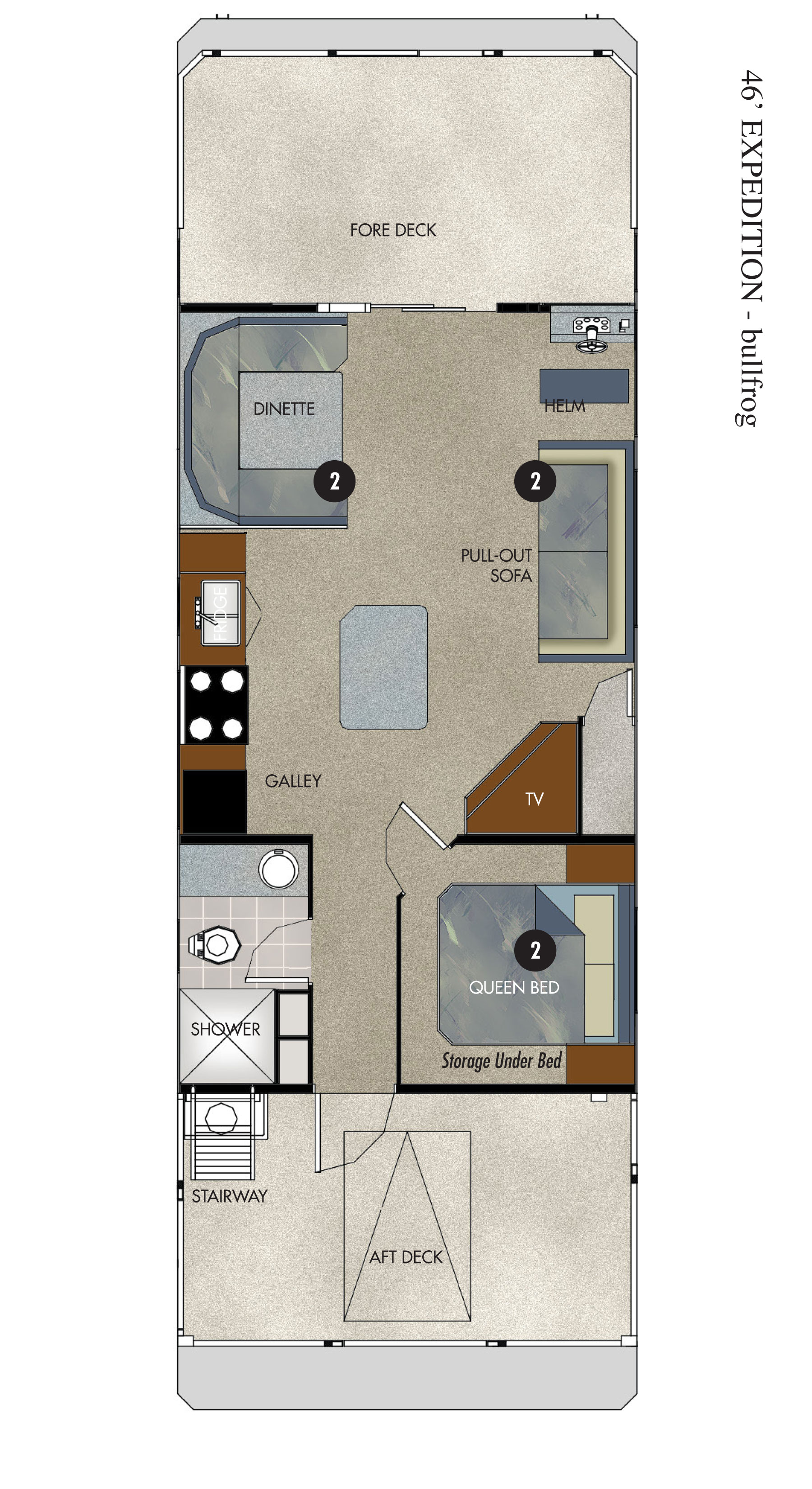 Bullfrog Marina 46-ft Expedition Houseboat Floor Plan